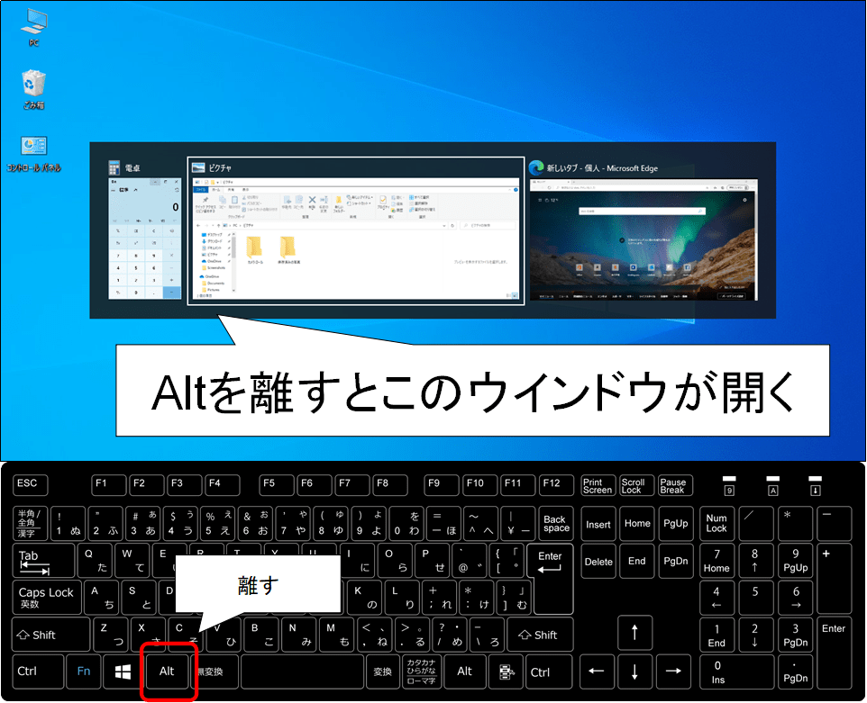 Altを話とこのウインドウが開く